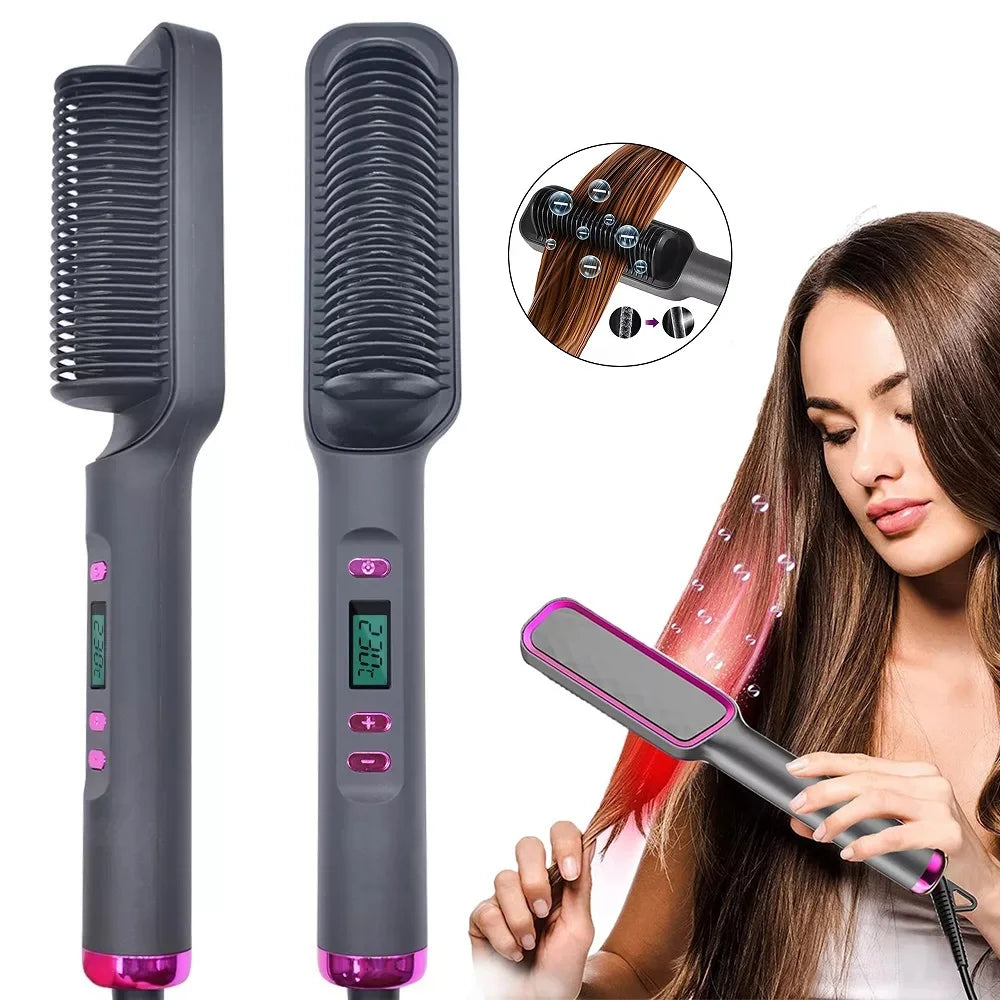 ✨ Ionic Heated Straightening Brush with Anti-Scald Technology