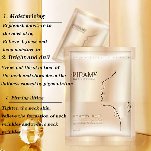 10pcs Golden Neck Firming Mask – Hydrating, Nourishing & Brightening Skincare”