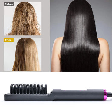 ✨ Ionic Heated Straightening Brush with Anti-Scald Technology