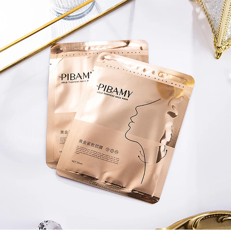 10pcs Golden Neck Firming Mask – Hydrating, Nourishing & Brightening Skincare”