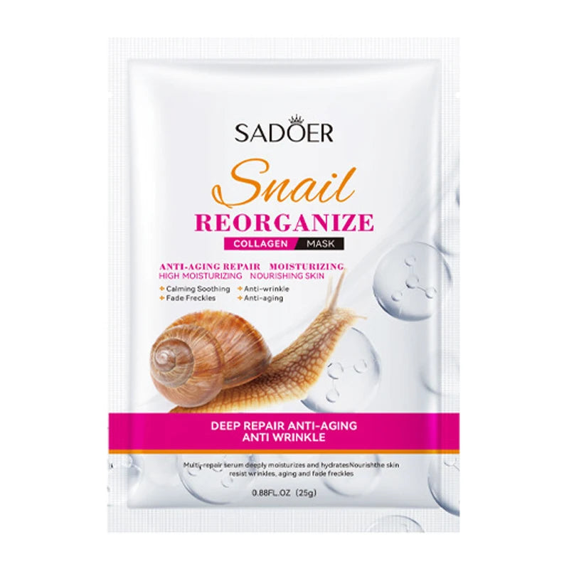 🌿 SADOER Snail Collagen Face Mask – 5pcs