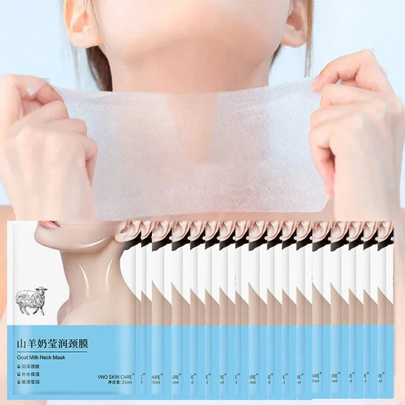 10pcs Goat Milk Neck Mask Collagen Firming Anti-Wrinkle
